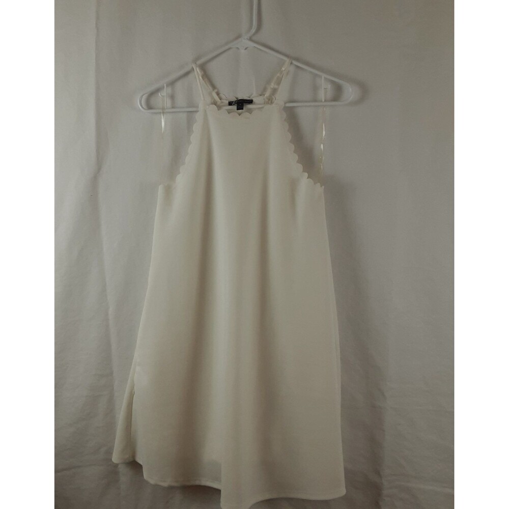 mmcmmcmm Womens Small Off White Sleeveless Scalloped Dress
